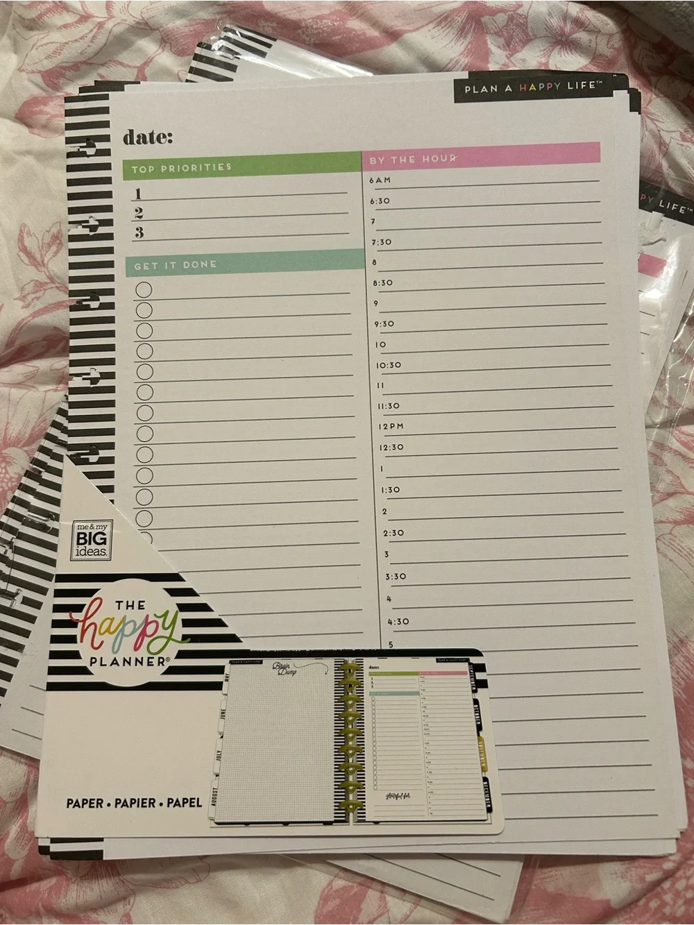 The Happy Planner Daily To-Do Fill Paper Hourly Breakdown Brain Dump Priorities